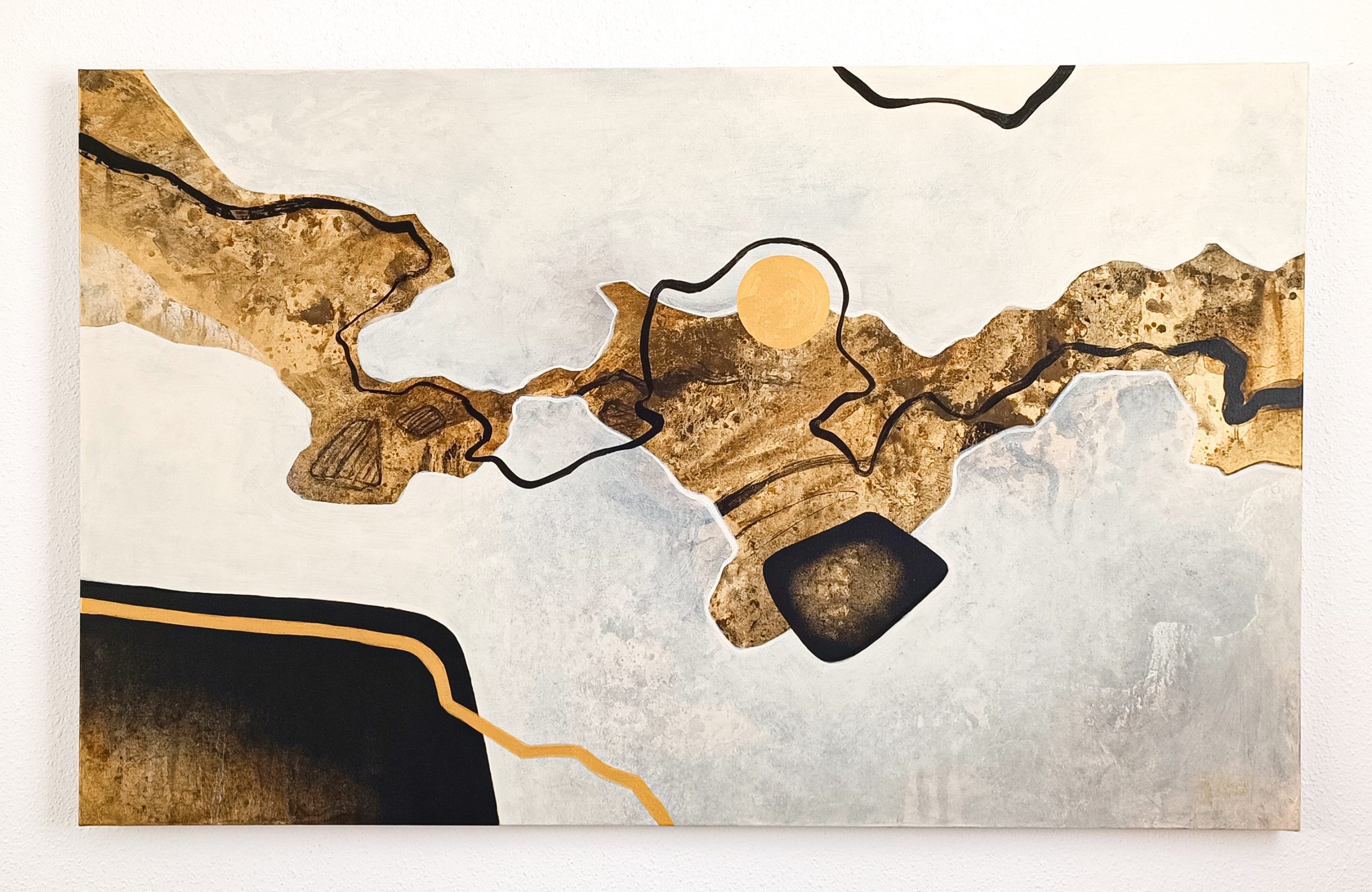 Cuadro abstracto dorado